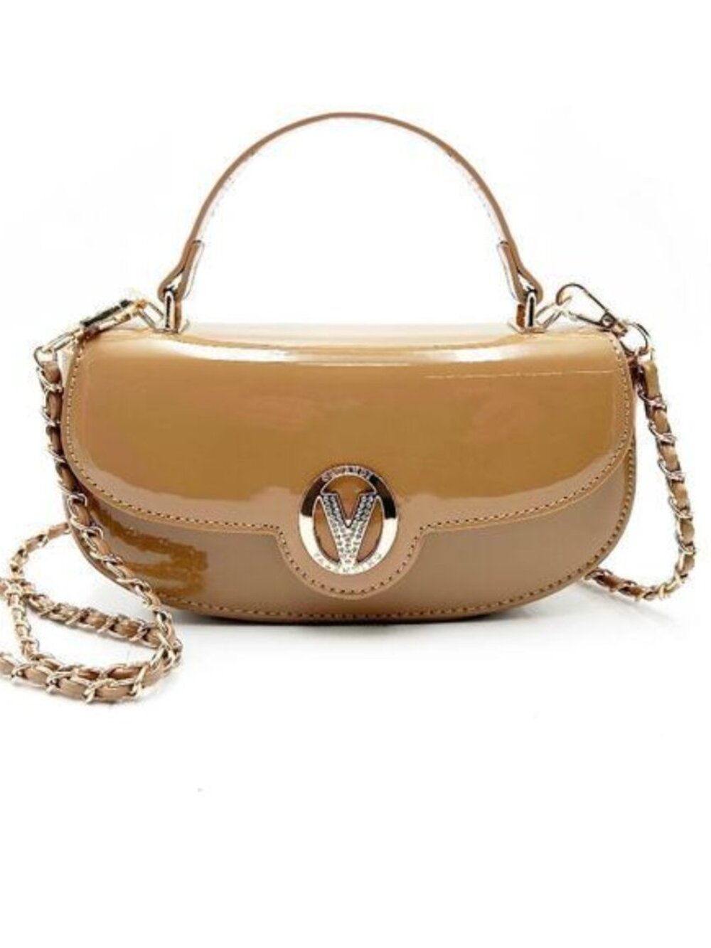 Valentino Orlandi V-3020D Taupe Patent Crossbody Bag NWT